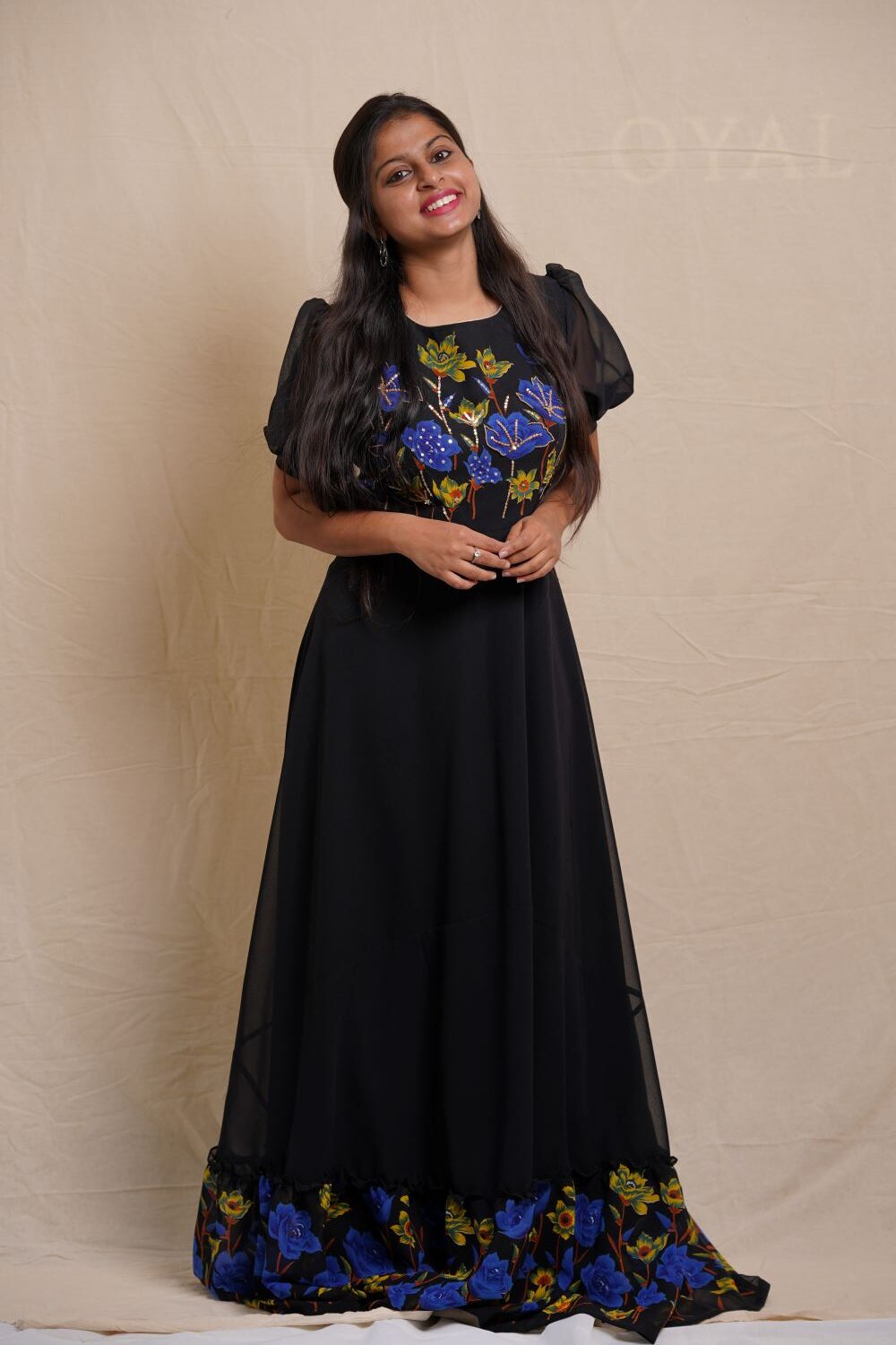 Black Floral long gown
